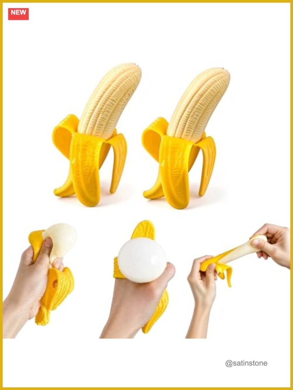 2pk Banana Squishies Stress Balls Fidget Toys for Adults Anxiety Relief Slow